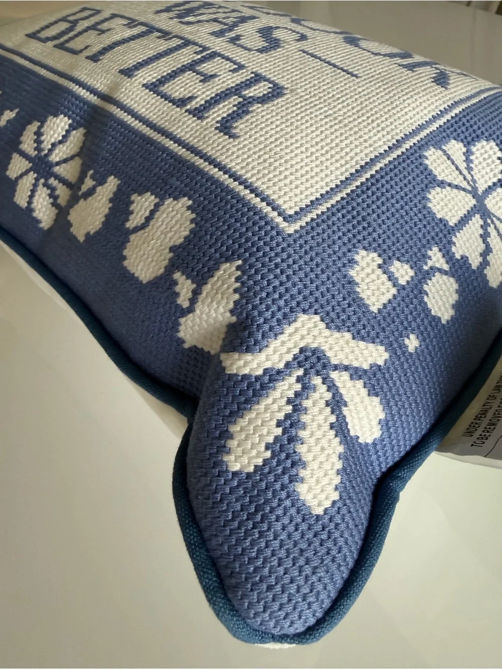 NWT Needlepoint “Book was Better” pillow 16x12 - Picture 4 of 4